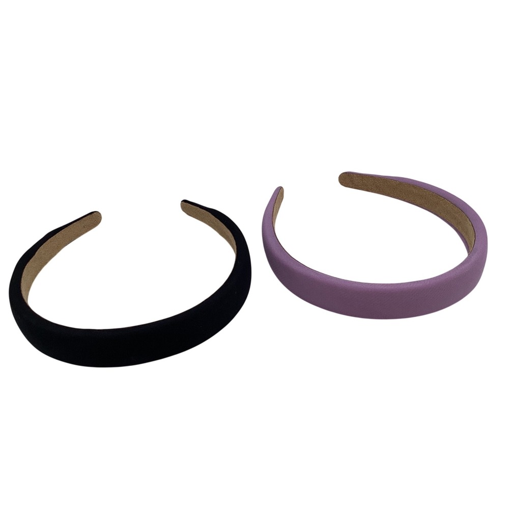 Padded Headband Set Black and Lavender Purple Fabric Hair Accessories 2 Pack
